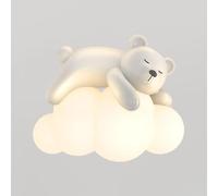 GUANSHAN Sleeping Bear Cloud Wall Light Cute Cartoon Cloud Wall Lamp Wall Lighting Fixture Decorative Wall Light Lampshade Children's Room Wall Lamp for Bedroom, Living Room, Corridor