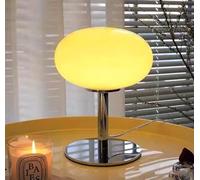 GUANSHAN Vintage Glass Table Lamp Retro Beige Lollipop Table Light Glass Lampshade Bedside Table Lighting Decorative Table Lamp Night Light for Bedroom, Living Room
