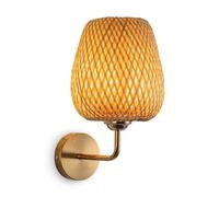 GUANSHAN Wabi-sabi Style Handmade Bamboo Wall Lamp Zen Retro Bamboo Lampshade Bedside Lamp Decorative Background Wall Lamp for Bedroom, Living Room, Corridor