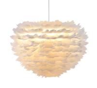 GUANSHAN White Goose Feather Ceiling Lamp Foldable Hand-Woven Feather Lampshade Pendent Light Simple and Elegant Chandelier for Living Room, Bedroom, Hotel