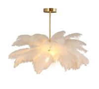 GUANSHAN White Ostrich Feather Pendent Light Romantic and Beautiful Chandelier Feather Lampshade Ceiling Lighting Fixture for Bedroom, Living Room