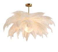 GUANSHAN White Ostrich Feather Shade Pendant Light Ceiling
