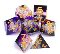 GuanShuo Resin dice Set, Dungeons and Dragons polyhedral DND dice Set, Suitable for Role-Playing Game RPG Explorer Magic: The Gathering Pioneer Game DND dice Set (7 Pieces)