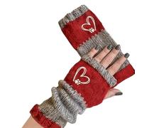 Guanti Senza Dita Caldi - 8.66 x 3.35 Pollici, Ricamo A Cuore E Giunzione Per Freddo - Middle Calde In Maglia | Per Ciclismo Campeggio Motociclismo Escursionismo Attività All'aperto E Inverno