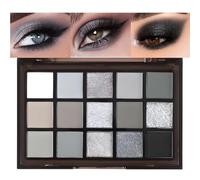 GUANTIAN Smokey Eye Shadow Palette Black - 15 Colours True Black Dark Grey Smokey Goth Makeup Palette - 15 Highly Pigmented Black, White and Grey Base Tones with Soft Matte Shine (