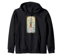 Guanyin Chinese Goddess Stained Glass Buddhist Zip Hoodie