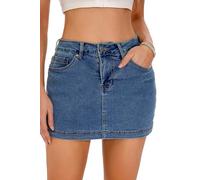 GUANYY Women's Denim Skirt Summer Stretchy Bodycon High Waisted Y2k Mini Skort 2025 Trendy Jean Shorts Skirt, Blue, L