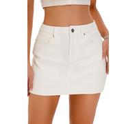 GUANYY Women's Denim Skirt Summer Stretchy Bodycon High Waisted Y2k Mini Skort 2025 Trendy Jean Shorts Skirt, White, S