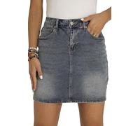 GUANYY Womens Mini Denim Skirt-Casual Stretch Slim Fit High Waisted Jean Skirts, Washed Blue, L