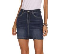 GUANYY Women's Stretch Denim Mini Skirt - Slim Fit & Stylish (Dark Blue, Medium)