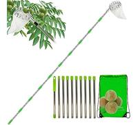 Guaqija Extendable Fruit Picking Tool with Soft Cotton Bag and Stainless Steel Head Lightweight Picker for Gently Harvesting Fruits from Tall Trees in Yard Farm Orchard Use