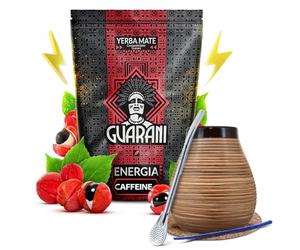 Guarani Energia con Guarana yerba mate set with accessories | Stimulating yerba mate with guarana | Calabash, bombilla and accessories | Natural caffeine | Paraguayan yerba mate | 500g | 0.5kg