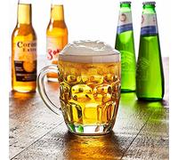 Guaranteed4less Classic Beer Pint Style Mugs Glass Pot Old Pub Bar Style Tankard Handle Stein Dimple (1)