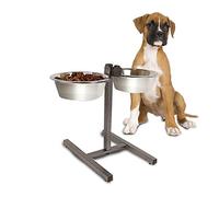 Guaranteed4Less Double Diner Raised Dog Bowls Food Water Feeding Dishes Adjustable Stand Large
