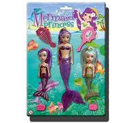 Guaranteed4Less Mermaid Dolls Toys Girls 3 Piece Princess Bath Time Waterproof Water Fun Play