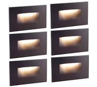 GUARANTLED Outdoor Step Lights 6 Pack Classic, 120V 3CCT Selectable Stair Lights Indoor, Waterproof LED Deck Lights Hardwired Dimmable, Brown Finish Aluminum Outdoor Lighting, ETL Wet Rated