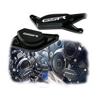 Guard Case Motorcycle CNC POM Frame Slider Pad Engine Stator Case Saver Protector For SUZUKI GSR 750 GSR-750(Black- Silver)