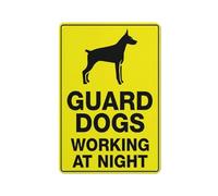 Guard Dogs Working At Night Sign 12 X 8 Inches Aluminum Sign Reflective - Uv Protected, Waterproof, Weatherproof And Fade Resistant - 4Pre-Drilled Holes