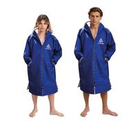 GUARD® G.ROBE Marine Blue. Waterproof long sleeve changing robe. 100% Recycled outer layer. Recycled fleece lining with deep hood for surfing, swimming and watching outdoor activities. (S)