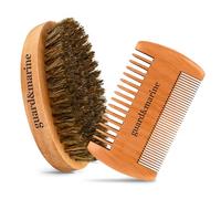 GUARD&MARINE Beard Brush & Comb Set - Natural Boar Bristle Wooden Brush & Beechwood Comb Kit for Men's Beard and Mustache Care and Shaping (Brown)