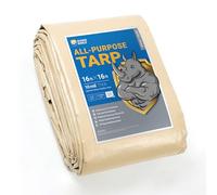 GUARD SHIELD Beige Tarp Heavy Duty Waterproof 16x16 Feet Outdoor Poly Tarps Cover Square Thick UV Resistant Canopy Tarpaulin with Grommets 10mil