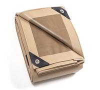 GUARD SHIELD Beige Tarpaulin Waterproof Heavy Duty 4m x 4m Tarp with Eyelets UV Resistant Multipurpose for Outdoor 160g/m²