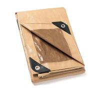 GUARD SHIELD Tarpaulin, Waterproof, 3m x 3m, Beige/Khaki, Polyester, 120g/m², Protective, All-purpose