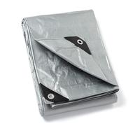 GUARD SHIELD Tarpaulin with Eyelets Waterproof 3 m x 5 m Silver Multifunctional Polyester Tarpaulin 120 g/m² Fabric Tarpaulin Protective Tarpaulin All-purpose Tarpaulin Tear-Resistant UV-Stabilised