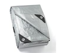 GUARD SHIELD Tarpaulin with Eyelets Waterproof 4 m x 5 m Silver Multifunctional Polyester Tarpaulin 120 g/m² Fabric Tarpaulin Protective Tarpaulin All-purpose Tarpaulin Tear-Resistant UV-Stabilised
