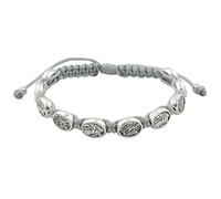 Guardian Angel and Saint Michael the Archangel Woven Bracelet | Silver-Tone Medals | Adjustable | Great Catholic Gift for First Holy Communion and Confirmation, M, Metal, no gemstone