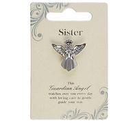 Guardian Angel Brooch for Sister, Angel Badge with Rhinestone for Women, Gift with Inspirational Message, Lapel Pins-Silver-One Size