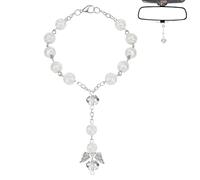 Guardian Angel Car, Modern Fashion Rosary Car Pendant for Mirror, Hanging Decoration, Rear View Mirror Pendant for Accessories, Car Mirror, Hanging Accessories (White)