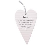 Guardian Angel Ceramic Heart Plaque - Nan, White