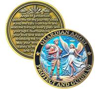Guardian Angel Challenge Coin 1.57" Zinc Alloy with Protective Case - Traveler Prayer Coin, Angel Protection Pocket Token for Safe Travel, Car and Hiker Gift