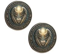 Guardian Angel Dad Coin, My Dad Is My Guardian Angel Memorial Coin, Keepsake Pocket Token Of Prayer & Divine Protection, Religious & Inspirational Gift (2PCS)