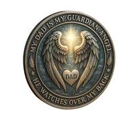 Guardian Angel Dad Coin, My Dad Is My Guardian Angel Memorial Coin, Keepsake Pocket Token Of Prayer & Divine Protection, Religious & Inspirational Gift (1PC)