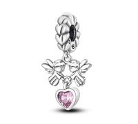 Guardian Angel Elephant Dream Catcher Frog Cat Star Evil Eye Charm Bead Pendant 925 Sterling Silver Compatible With Pandora Charm Moments Bracelet (Guardian Angel I love You Heart)