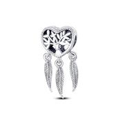Guardian Angel Elephant Dream Catcher Frog Cat Star Evil Eye Charm Bead Pendant 925 Sterling Silver Compatible With Pandora Charm Moments Bracelet (Family Tree Love Heart Dreamcatcher)