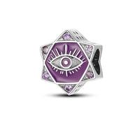 Guardian Angel Elephant Dream Catcher Frog Cat Star Evil Eye Charm Bead Pendant 925 Sterling Silver Compatible With Pandora Charm Moments Bracelet (Hamsa Fatima Star Luck Lucky)