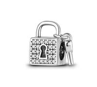 Guardian Angel Elephant Dream Catcher Frog Cat Star Evil Eye Charm Bead Pendant 925 Sterling Silver Compatible With Pandora Charm Moments Bracelet (Padlock Key To My Heart Love)