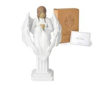 Guardian Angel Figurine, Angels Figurines with Roman Column, Small Angel Figurines for Women, Hand-Painted Angel Statues and Figurines, Sympathy Gifts I Love You Sign Language