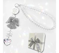 Guardian Angel for Car Mirror Hanging Gift, Never Drive Faster Than Your Guardian Angel Can Fly Car Charm Crystal Suncatcher, Rear View Mirror Hanging Accessories