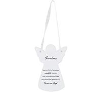 Guardian Angel Grandma, Wall Hanging Ribbon, Meaningful Plaque Keepsake, for House Warming, Christmas, New Year-Ceramic, White, One Size