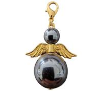 Guardian Angel Hematite (Semiprecious Stone, Bag Pendant, Key Ring, Lucky Angel, Window Pendant, Window Crystal, Christmas Pendant, Gift, Protect Angel, Fengshui,