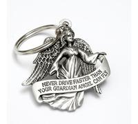 GUARDIAN ANGEL Key Ring Never Drive Faster Than Your Guardian Angel Can Fly