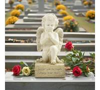 Guardian Angel Memorial Statue - Handcrafted Resin Cherub Figurine in Prayer, Thoughtful Sympathy Gift, 16.5 cm Remembrance Ornament for Graveside, Cemetery, or Outdoor Tribute