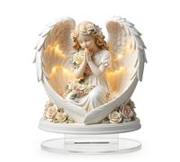 Guardian Angel Ornament, Acrylic Angel Wing Sculpture, 2d Flat Praying Pose Home Ornament, Memorial Acrylic Figurine for Bedroom Living Room and Garden, Guardian Angel Gifts for Birthday & Anniversary