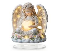 Guardian Angel Ornament, Praying Angels Figure Hold a Heart, Acrylic 2d Memorial Garden Ornament, Weatherproof Acrylic Plaque for Flower Pot, Pathway & Farm Decor, Guardian Angel Gifts for Mum Grandma