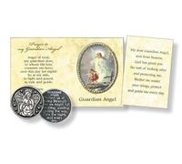 Guardian Angel Prayer Pocket Token with Prayer Card Leaflet Pewter Prayer on Reverse 2.5 cm Protection