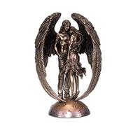 Guardian Angel Protecting Woman Man Bronze Finish Statue 11 Inches